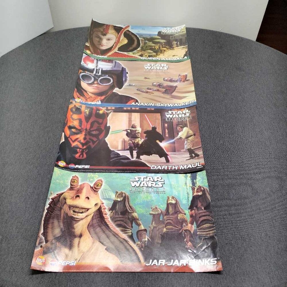 Star Wars Episode 1 Pepsi Lays Promo Posters Lot of 4 Amidala Maul Anakin